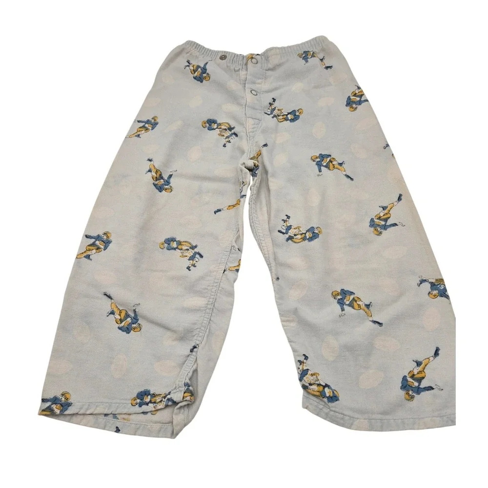 Vintage Sull Craft Kids Cream Football Print Cotton Pajama Set Top Pants